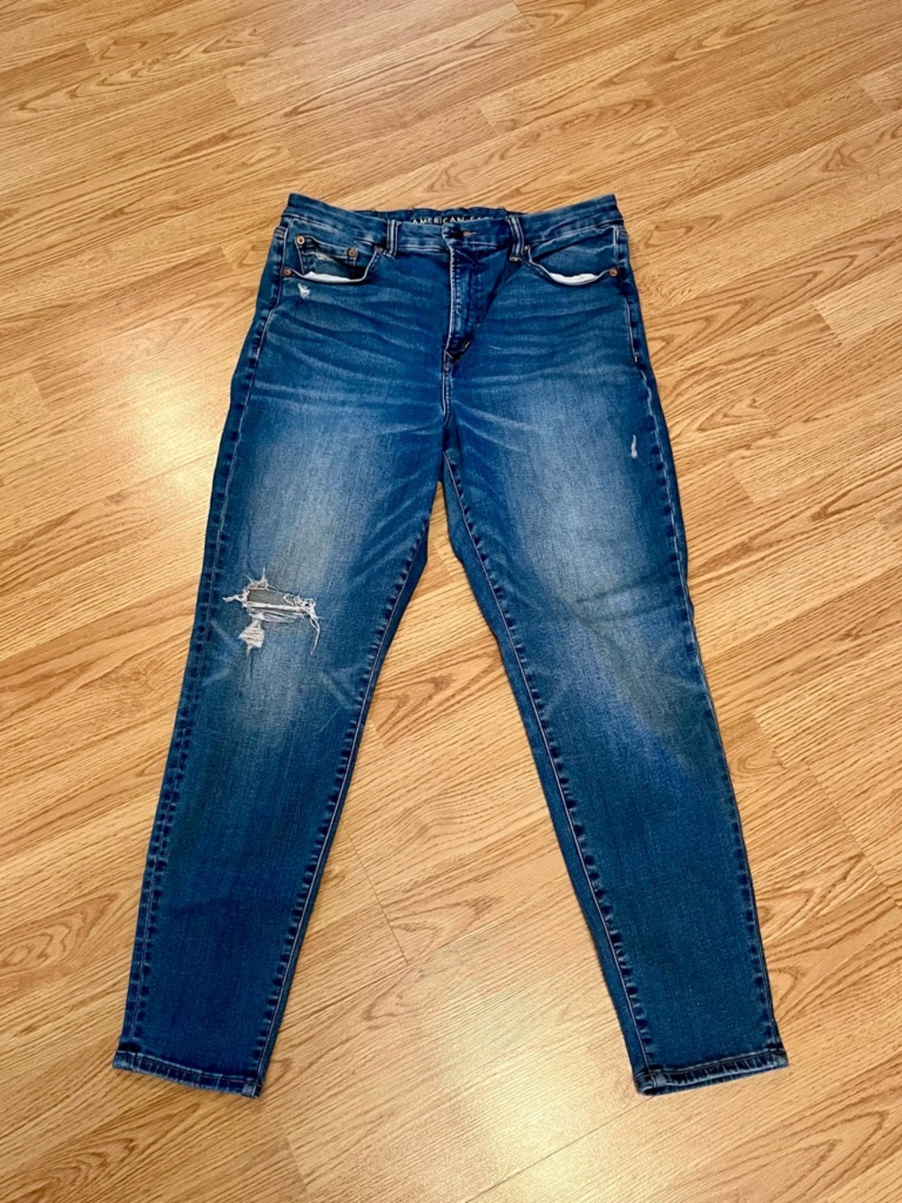 American Eagle Outfitters Dark Blue Distressed Skinny Jeans